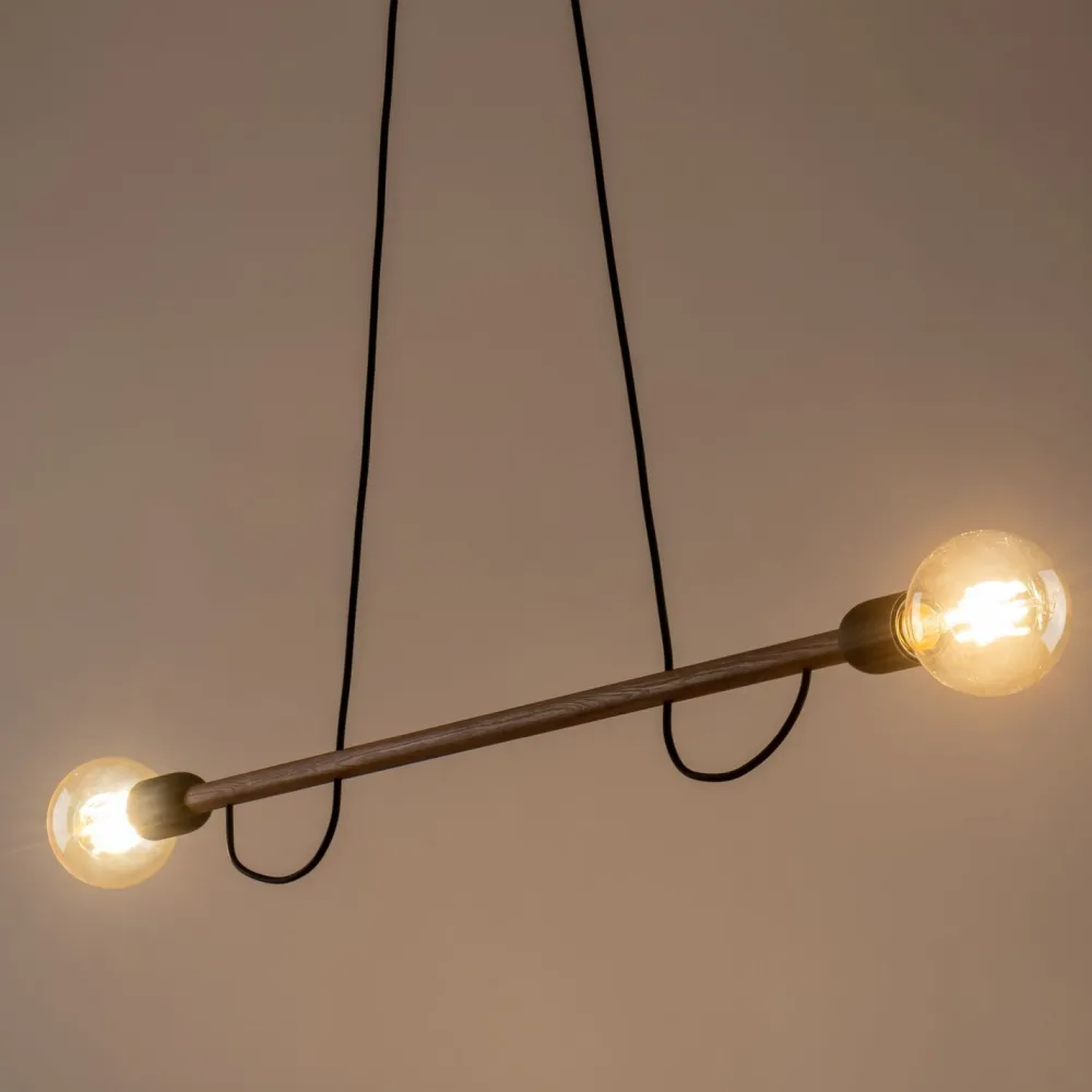 TK Lighting Hängelampe Holz Metall 93 cm lang H: max. 160 cm 2x E27