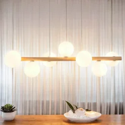 Best TK Lighting Hängelampe Holz Metall Glas L: 90 cm 7x G9 Modern
