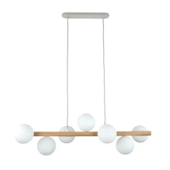 Best TK Lighting Hängelampe Holz Metall Glas L: 90 cm 7x G9 Modern