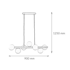 Best TK Lighting Hängelampe Holz Metall Glas L: 90 cm 7x G9 Modern