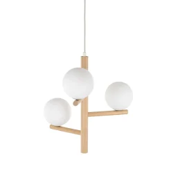 TK Lighting Hängelampe Holz Metall Glas B: 33 cm H: max. 100 cm 3x G9