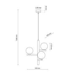 TK Lighting Hängelampe Holz Metall Glas B: 33 cm H: max. 100 cm 3x G9