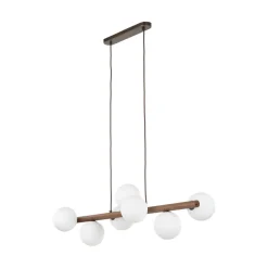 TK Lighting Hängelampe Holz Metall Glas L: 90 cm H: max. 125 cm 7x G9* Hängelampen|Bürolampen