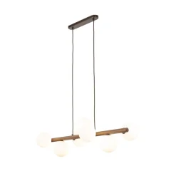 TK Lighting Hängelampe Holz Metall Glas L: 90 cm H: max. 125 cm 7x G9* Hängelampen|Bürolampen