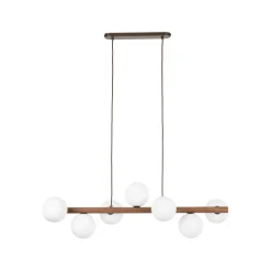 TK Lighting Hängelampe Holz Metall Glas L: 90 cm H: max. 125 cm 7x G9* Hängelampen|Bürolampen