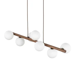 TK Lighting Hängelampe Holz Metall Glas L: 90 cm H: max. 125 cm 7x G9* Hängelampen|Bürolampen