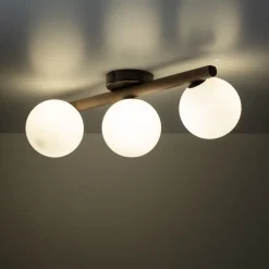 TK Lighting Hängelampe Holz Metall Glas B: 33 cm Braun Weiß* Hängelampen|Bürolampen