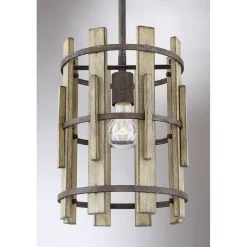 Elstead Hängelampe Holz Metall in Antik Ø23cm RODRIC* Hängelampen|Holzlampen