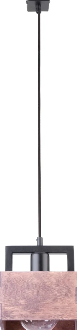 Sigma Hängelampe Holz Metall Schwarz eckig B:16 cm klein