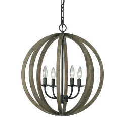 Elstead Hängelampe Holz rund Ø52cm Höhe verstellbar ARBARO* Hängelampen|Kugellampen