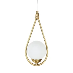 Giovanni Battista Hängelampe in Bronze hell Weiß E14 Messing Glas Jugendstil