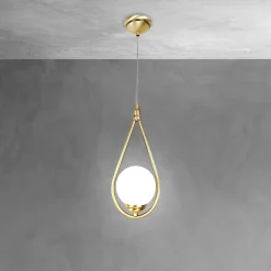 Giovanni Battista Hängelampe in Bronze hell Weiß E14 Messing Glas Jugendstil