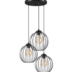 Online Lamkur Hängelampe KARNA Metall Draht Schwarz 3-flammig verstellbar