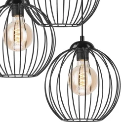 Online Lamkur Hängelampe KARNA Metall Draht Schwarz 3-flammig verstellbar