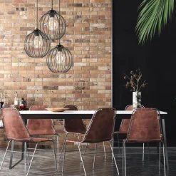 Online Lamkur Hängelampe KARNA Metall Draht Schwarz 3-flammig verstellbar