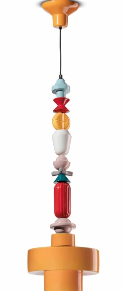 Ferroluce Hängelampe Keramik E27 Gelb Bunt Retro Ø 28 cm* Wohnzimmerlampen|Keramiklampen