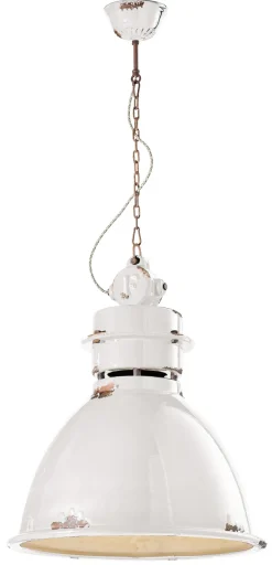 Ferroluce Hängelampe Keramik E27 H: max. 140 cm Weiß Shabby Antik* Wohnzimmerlampen|Keramiklampen