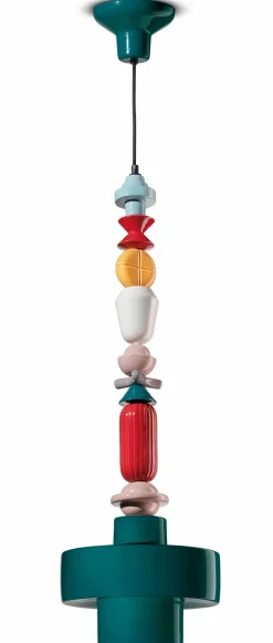 Ferroluce Hängelampe Keramik E27 Petrol Bunt Retro Ø 28 cm* Wohnzimmerlampen|Keramiklampen