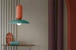 Ferroluce Hängelampe Keramik E27 rund Ø 40 cm Creme Türkis Orange* Wohnzimmerlampen|Esszimmer Lampen