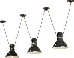 Ferroluce Hängelampe Keramik E27 Schwarz Shabby Antik 3-flammig* Wohnzimmerlampen|Keramiklampen