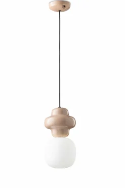 Online Ferroluce Hängelampe Keramik Glas Sandgrau Weiß E14 Retro ROBERTO