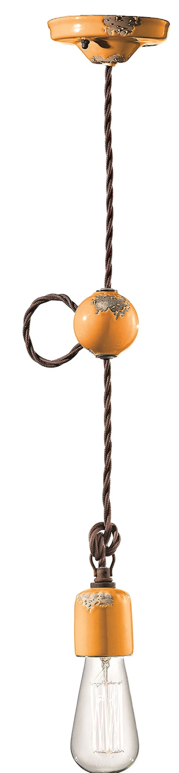 Sale Ferroluce Hängelampe Keramik H: max. 120 cm Gelb Shabby Antik E27