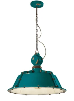 Online Ferroluce Hängelampe Keramik H: max. 110 cm Petrol Shabby Antik