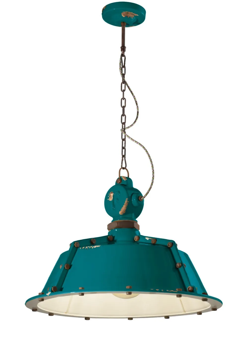 Online Ferroluce Hängelampe Keramik H: max. 110 cm Petrol Shabby Antik