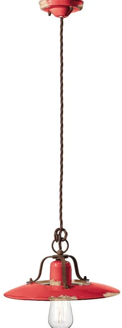 Discount Ferroluce Hängelampe Keramik Metall E27 rund D: 30 cm Vintage