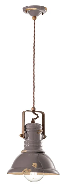 Ferroluce Hängelampe Keramik Metall E27 Ø 23 cm rund Vintage