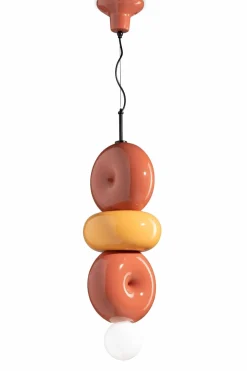 Ferroluce Hängelampe Keramik Orange Gelb E27 Retro Design MICHELE* Wohnzimmerlampen|Keramiklampen