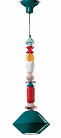 Best Ferroluce Hängelampe Keramik Petrol Bunt E27 Retro SILVIA