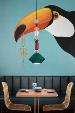 Best Ferroluce Hängelampe Keramik Petrol Bunt E27 Retro SILVIA