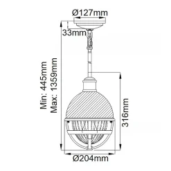Discount Elstead Hängelampe klein Ø 20,4 cm rund H: max. 135,9 cm Metall Glas