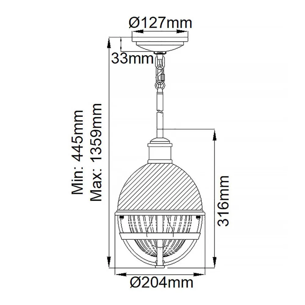 Discount Elstead Hängelampe klein Ø 20,4 cm rund H: max. 135,9 cm Metall Glas