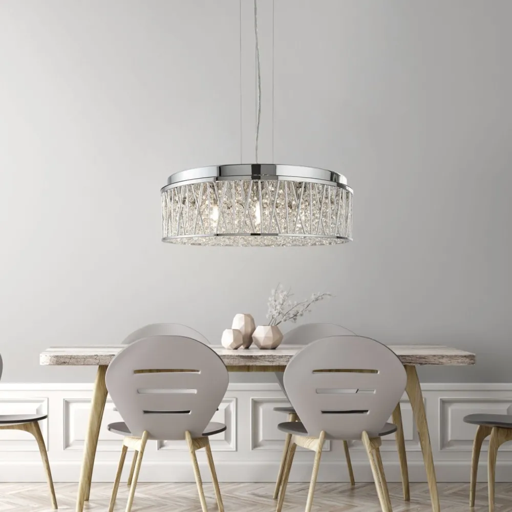 Searchlight Hängelampe Kristall Ø 48 cm H: max. 135 cm verstellbar 7x G9* Hängelampen|Wohnzimmerlampen