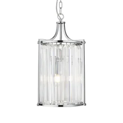 Best Searchlight Hängelampe Kristall Ø 26 cm 2x E14 Glas Metall Jugendstil