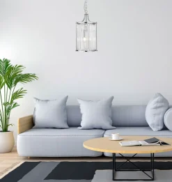 Best Searchlight Hängelampe Kristall Ø 26 cm 2x E14 Glas Metall Jugendstil