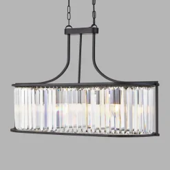 Outlet Searchlight Hängelampe Kristall 78 cm lang 5x E14 Metall Glas