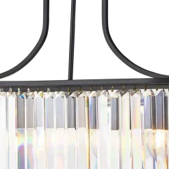 Outlet Searchlight Hängelampe Kristall 78 cm lang 5x E14 Metall Glas