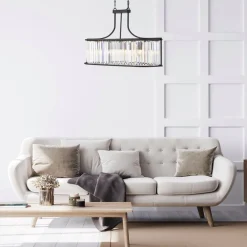 Outlet Searchlight Hängelampe Kristall 78 cm lang 5x E14 Metall Glas