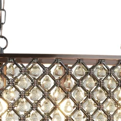 Searchlight Hängelampe Kristall B: 60 cm 3x E14 in Kupfer antik* Hängelampen|Wohnzimmerlampen