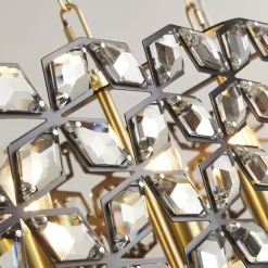 Searchlight Hängelampe Kristall groß B: 100 cm 6x E14 Messing Schwarz* Hängelampen|Esszimmer Lampen