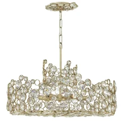 Elstead Hängelampe Kristall Metall in Blattsilber verstellbar* Hängelampen|Wohnzimmerlampen
