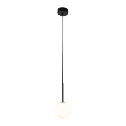 Discount TK Lighting Hängelampe Kugel Ø 12 cm H: max. 160 cm Schwarz Weiß G9 Glas