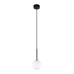 Discount TK Lighting Hängelampe Kugel Ø 12 cm H: max. 160 cm Schwarz Weiß G9 Glas