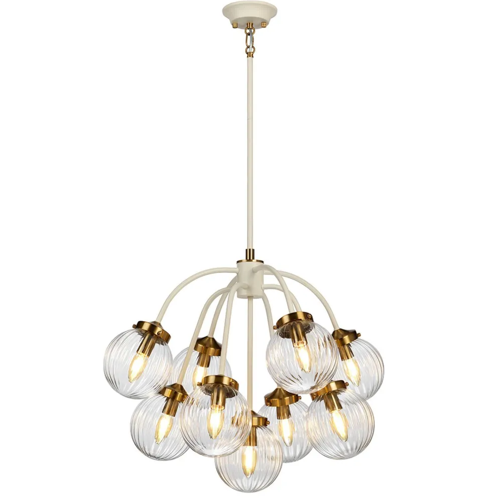 Elstead Hängelampe Kugel Schirm Glas Metall in Creme Messing* Kugellampen|Vintage Lampen