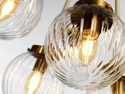 Elstead Hängelampe Kugel Schirm Glas Metall in Creme Messing* Kugellampen|Vintage Lampen