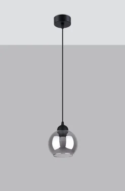 Clearance Sollux Hängelampe Kugel Schirm Schwarz Rauchglas E27