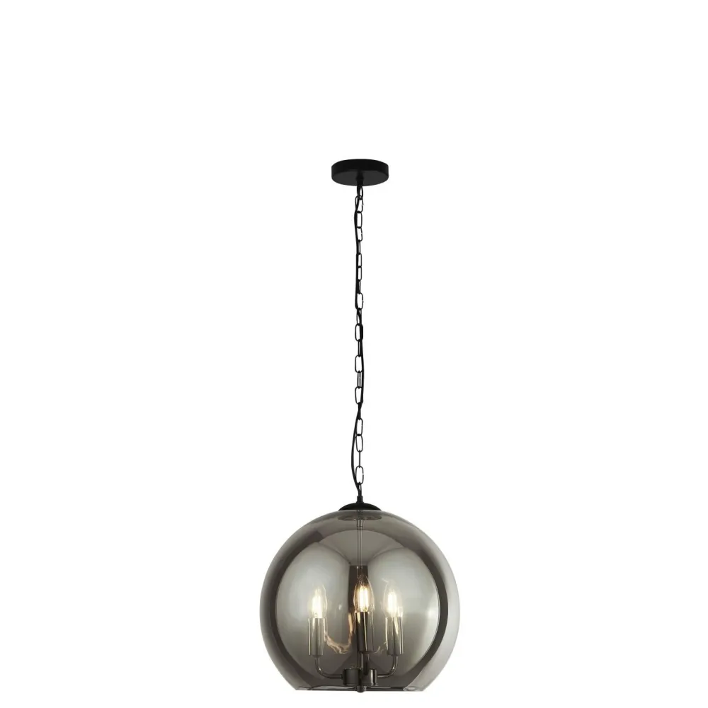 Searchlight Hängelampe Kugelschirm Schwarz Rauchgrau E14 D: 35 cm* Hängelampen|Esszimmer Lampen